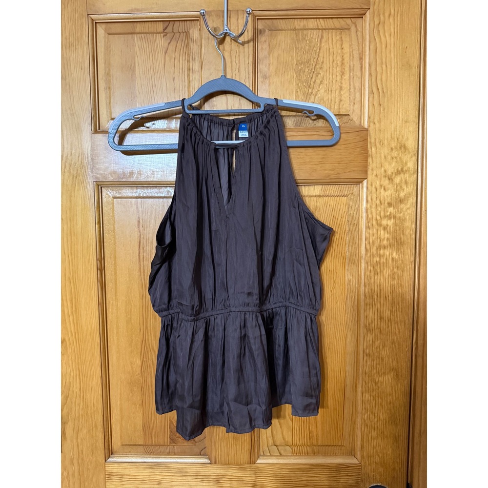 Old Navy Women's Silky Brown Peplum Halter Tank Top Size XL